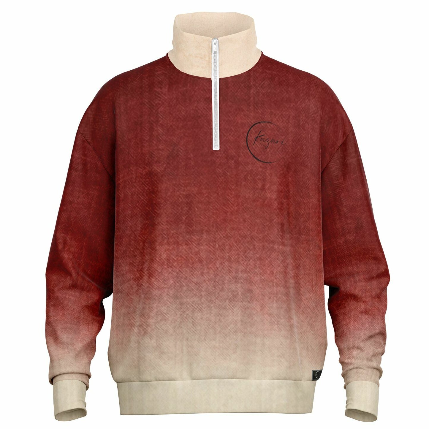 Crimson Fuji - Japanese Landscape Quarter-Zip Sweatshirt