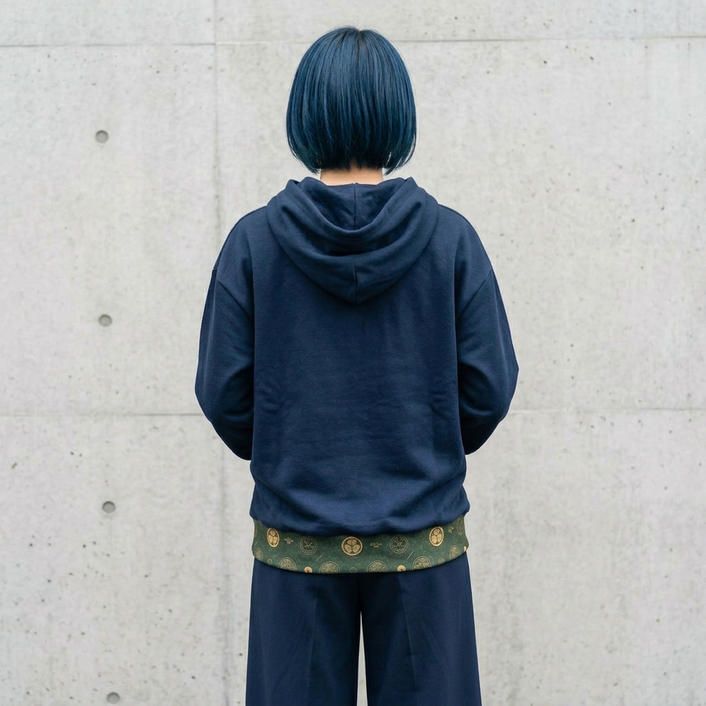 KAMON Monogram - Japanese Heritage Minimalist Hoodie 【Midnight Indigo】