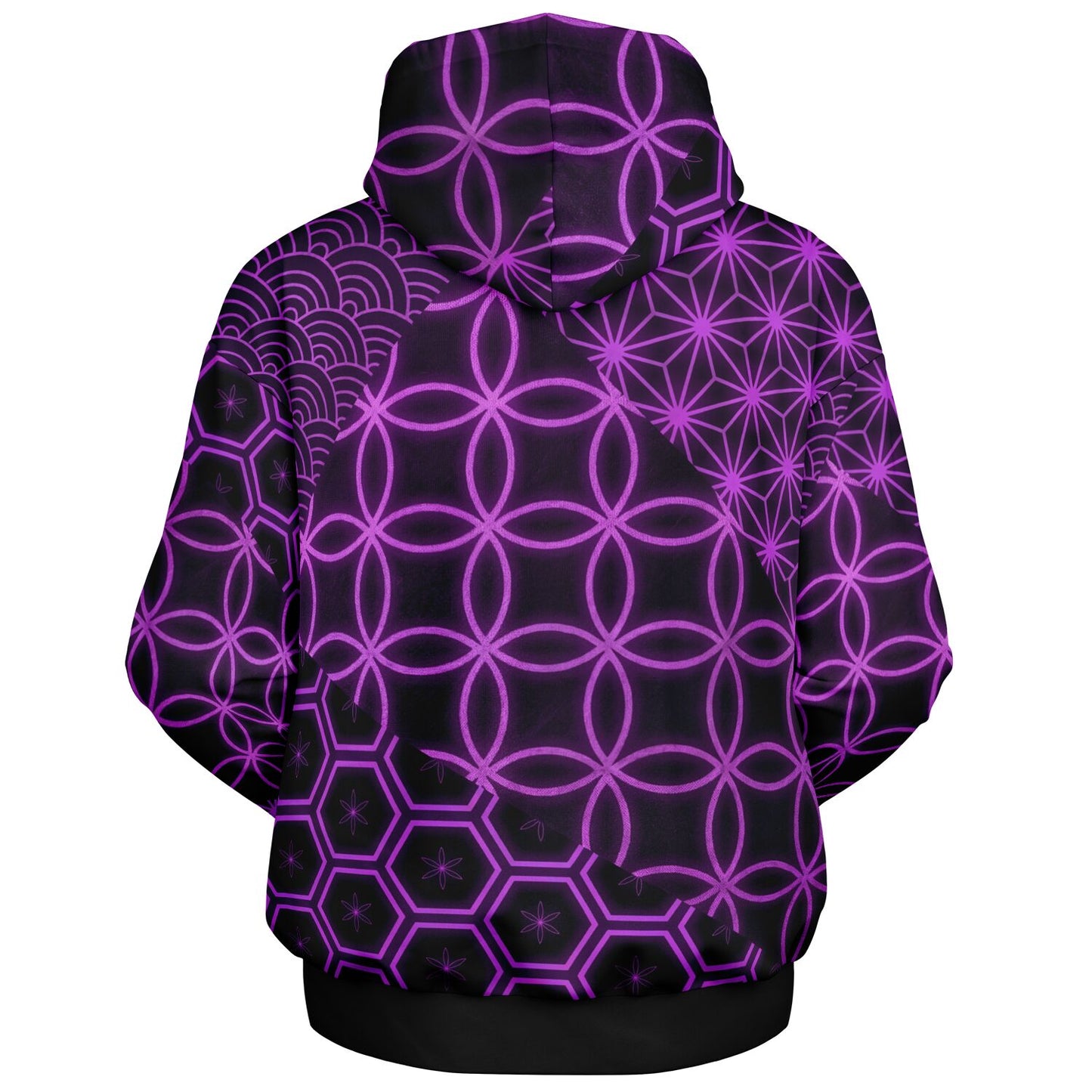 KUMIKO Grid - Japanese Geometric Pattern Hoodie 【Neon Violet】