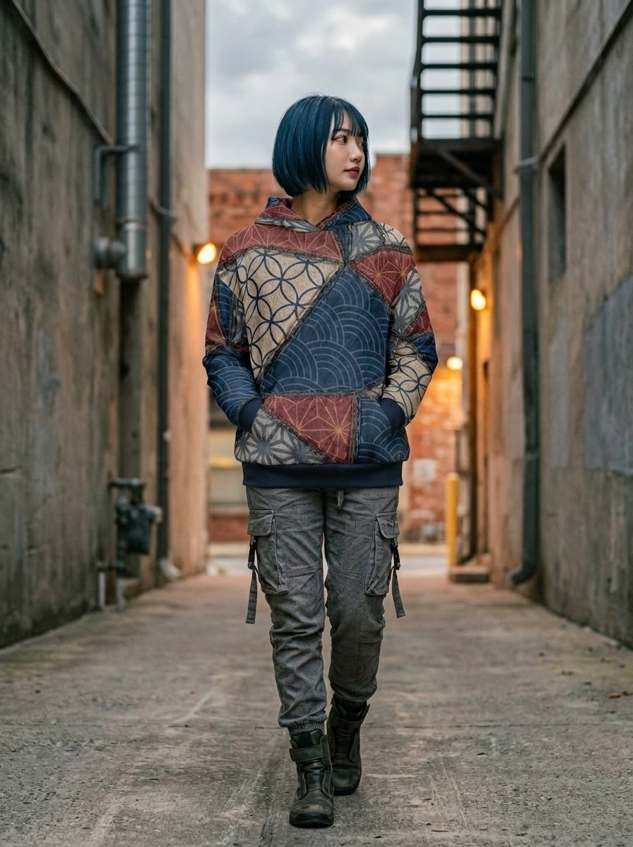 UROKO Patchwork - Traditional Japanese Graphic Hoodie
