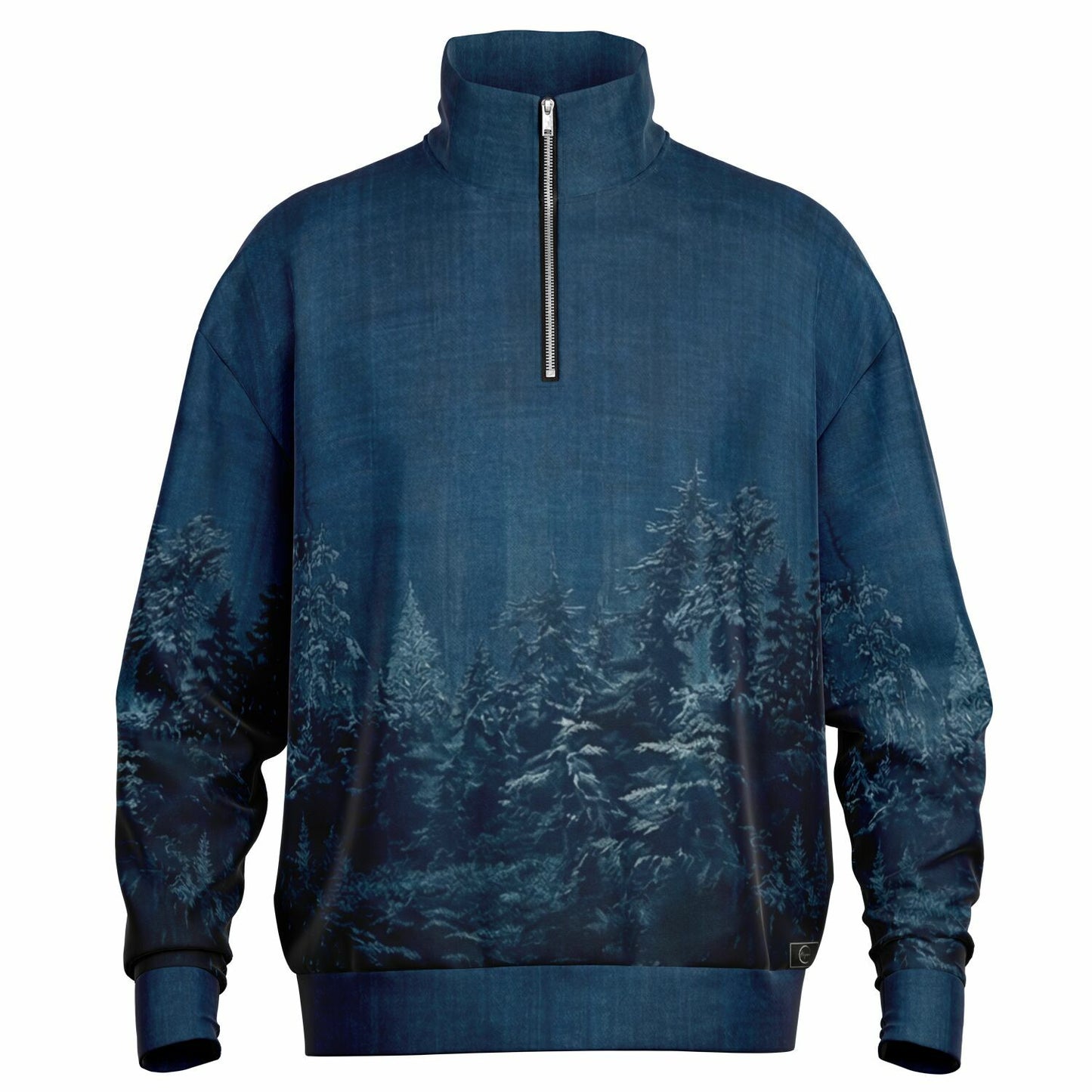 Indigo Night Fuji - Japanese Landscape Quarter-Zip Sweatshirt