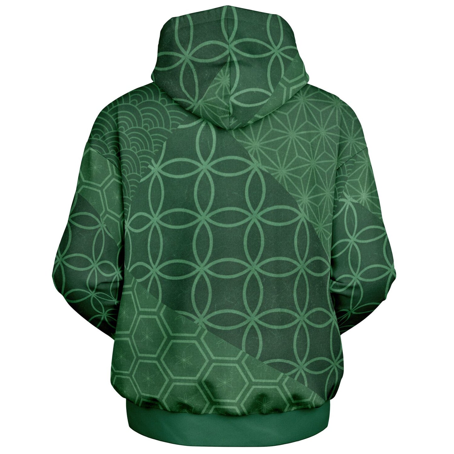 KUMIKO Grid - Japanese Geometric Pattern Hoodie【Evergreen Moss】