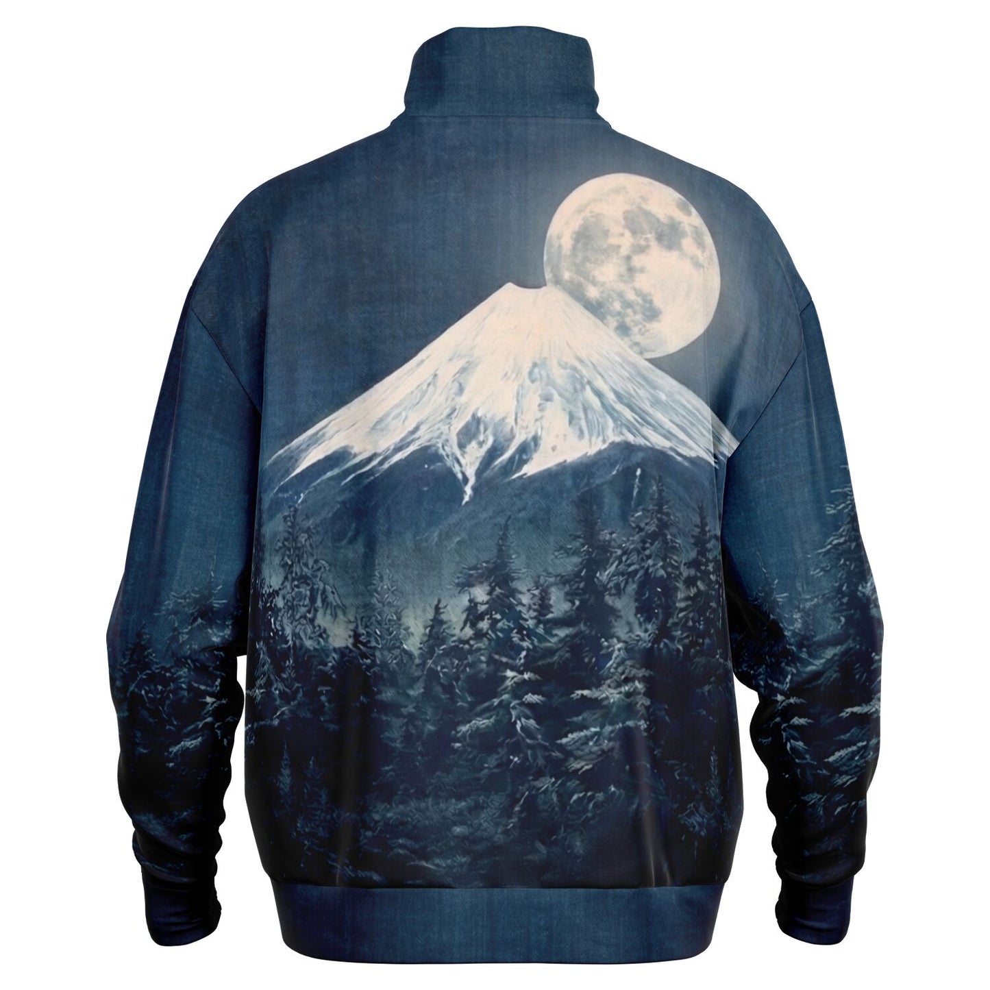 Indigo Night Fuji - Japanese Landscape Quarter-Zip Sweatshirt