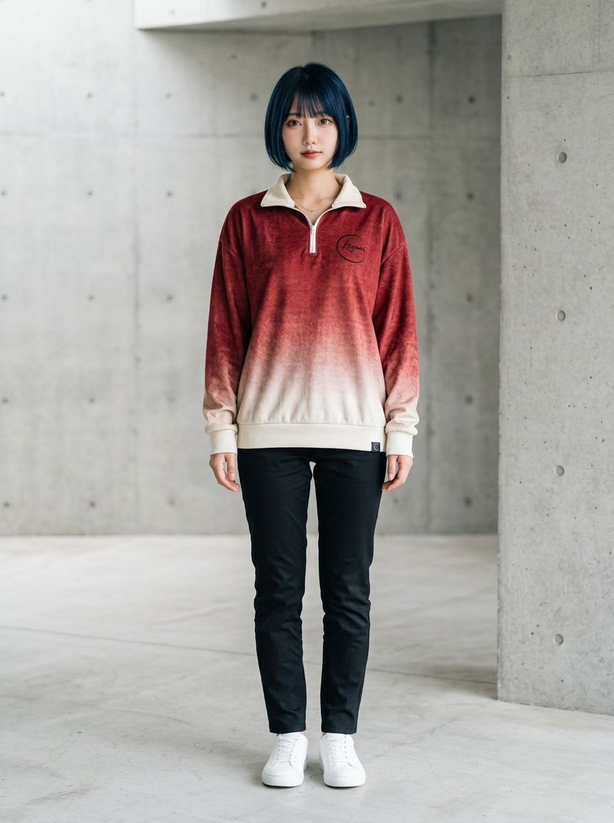 Crimson Fuji - Japanese Landscape Quarter-Zip Sweatshirt