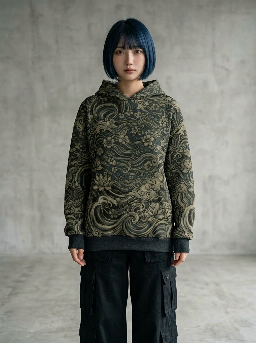 Yin-Yang Koi - Japanese Vintage Zen All-Over Print Hoodie