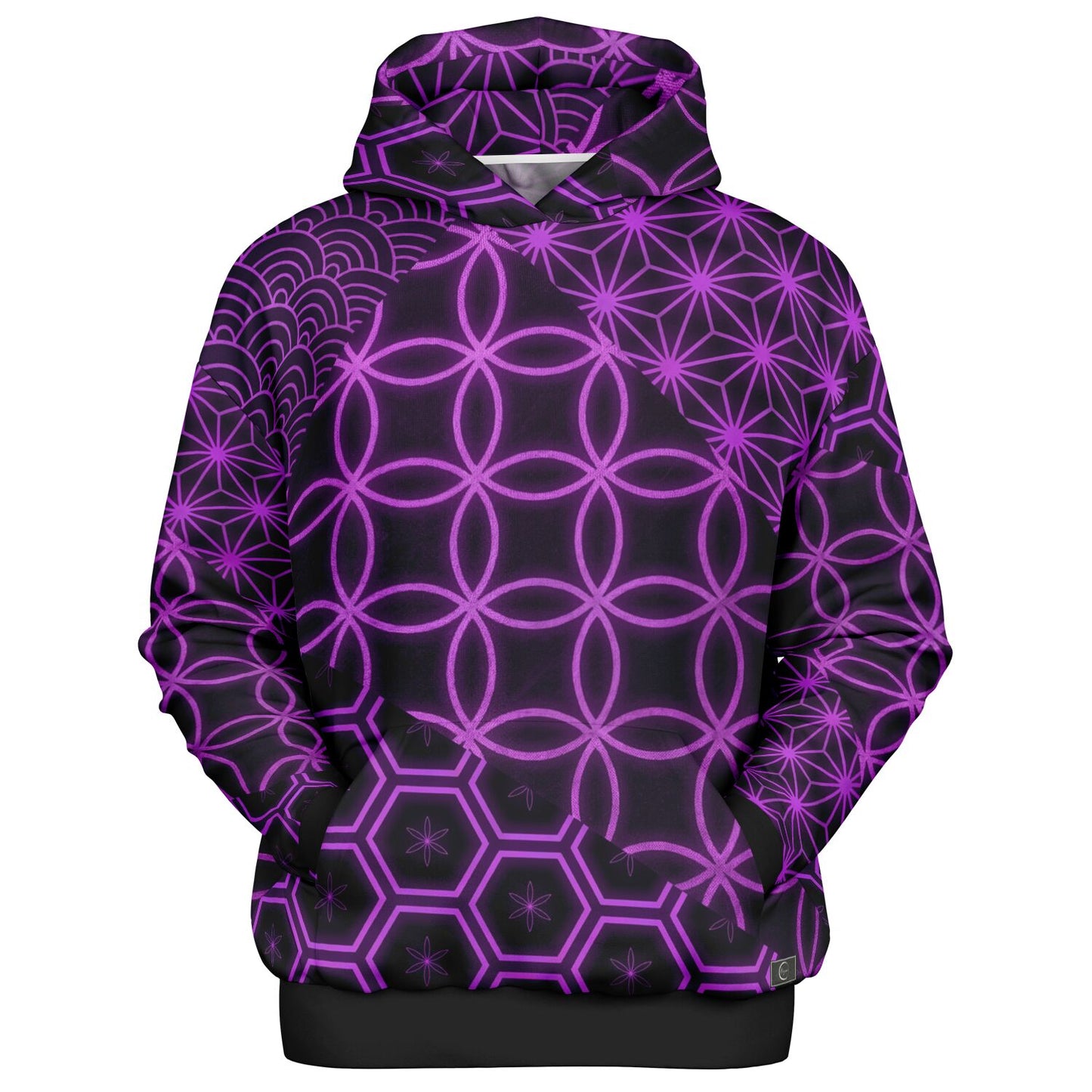 KUMIKO Grid - Japanese Geometric Pattern Hoodie 【Neon Violet】