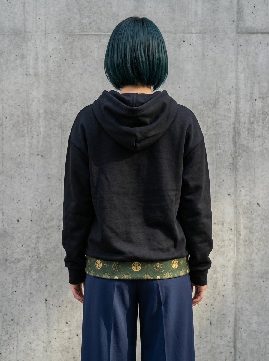 KAMON Monogram - Japanese Heritage Minimalist Hoodie 【Zen Black】