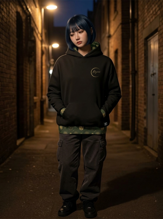 KAMON Monogram - Japanese Heritage Minimalist Hoodie 【Zen Black】